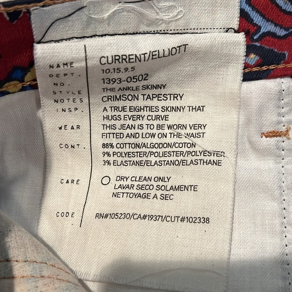 Y2K Current/Elliott The Ankle Printed low rise Skinny Jeans - Picture 7 of 8